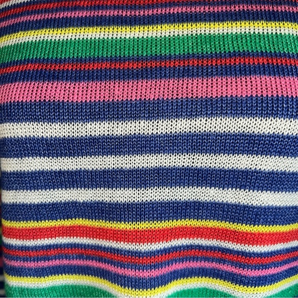 Talbots Petunia Striped 100% Linen Crewneck Sweater Ribbed Hem Side Slits MP - Picture 7 of 12